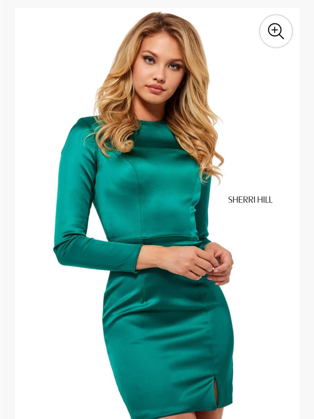 Sherri Hill Teal-Green Satin Gown